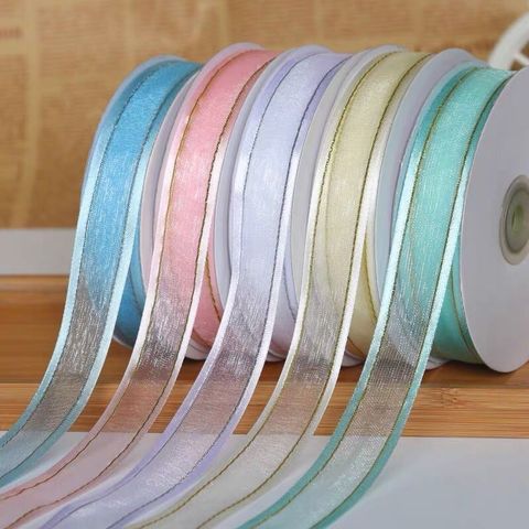 2.2cm 10Y 18 color Gold Silver Organza Satin Ribbon For Handmade Craft Gift Floral Packing Marriage Christmas Wedding deco ► Photo 1/4