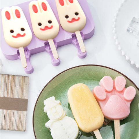 Cartoon Silicone Ice Cream Mold Animal Popsicle Mold with Lid