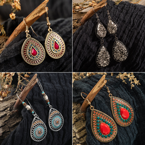 Bohemian Boho Indian Ethnic Colorful Dangle Hanging Earrings For Women Female Water Drop Ear Ornaments Wedding Accessory Jewelry ► Photo 1/6