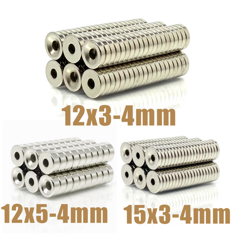 10~200Pcs 12x3 12x5 15x3 Hole 4 N35 NdFeB Countersunk Round Magnet Super Powerful Strong Permanent Magnetic imanes Disc Hole4 ► Photo 1/6