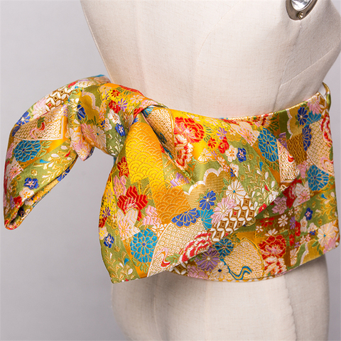 14Colors Traditional Japanese Yukata Kimono Obi Belt Floral Print Cummerbunds Bow-knot Noble Retro Japanese Waistband ► Photo 1/6