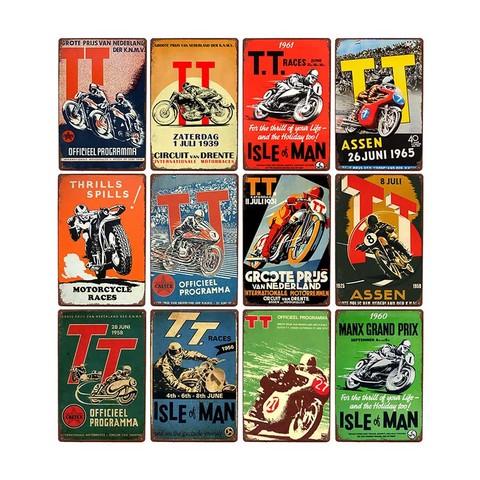 TT Isle Of Man Metal Poster Retro Vintage Tin Signs Motorcycle Races Plaque Wall Plate Pub Bar Garage Home Decor 20x30cm ► Photo 1/6