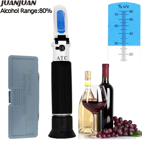 Portable Hand Held 0-80% Alcoholometer Alcohol Refractometer Liquor Content Tester with Retail Box  Wine Measure Tool 35%off ► Photo 1/6