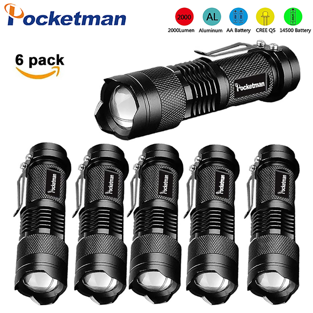 6Pcs 8000LM Flashlights Portable LED Camping Lamp 3 Modes Zoomable Torch Lantern 