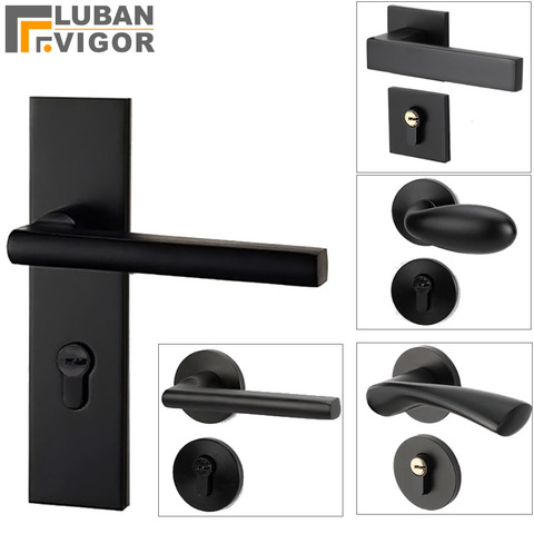 Beautiful choose,Black aluminum alloy door handle, Interior/Bedroom Split door locks ,Silent lock body Door hardware ► Photo 1/5