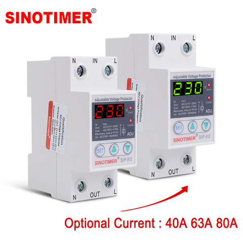 40A 63A 80A 220V Adjustable Voltage Protector Automatic Recovery Over Under Voltage Protection Device with Voltage Monitoring ► Photo 1/6