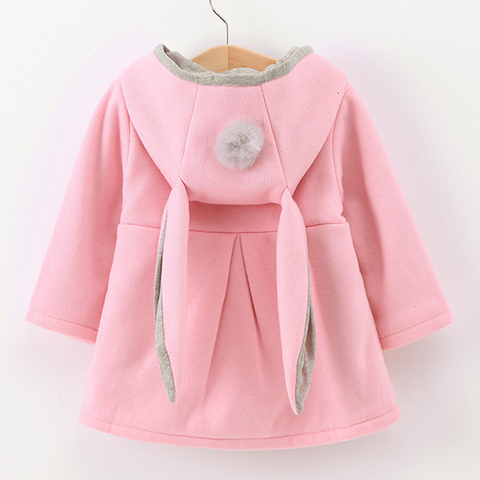 Spring Autumn Baby Kid Girls Jackets Rabbit Ear Cotton Winter Outerwear Children Hooded Coats 1 2 3 4 5 Year old Toddler Clothes ► Photo 1/6