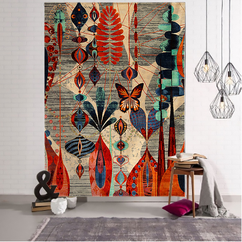 Antique Abstract Flower Illustration Tapestry Wall Hanging Bohemia Art Print Tapestry Room Home Decoration ► Photo 1/6