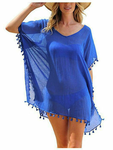 2022 Hot Fashion Women Bikini Cover-Ups Dress Swim Summer Beach Bathing Swimsuit Baggy Tunic Tops T-Shirt Women Cotton Blouse ► Photo 1/6