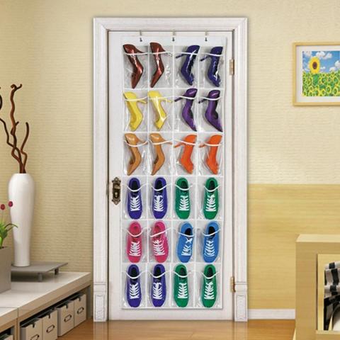 24 Grid Over Door Hanging Organizer Convenient Storage Holder Rack Closet Shoes Keeping 4 inch width for each pocket ► Photo 1/6