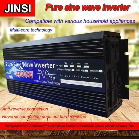 Pure Sine Wave Inverter 12V/24V 220V 3000w 4000w  Voltage Transformer Solar Power Inverter DC12V to AC 220V Converter LED ► Photo 1/6