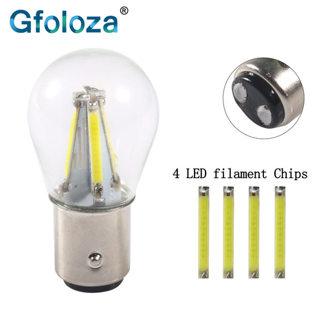 Gfoloza 1Pcs 1157  BAY15D P21/5W LED Filament Bulbs For Car LED Brake Lights Automobile Parking Lamp Red Yellow White 6000K 12V ► Photo 1/6