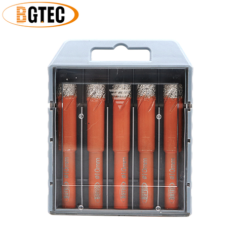 BGTEC 5pcs/set 10mm Dry Vacuum Brazed diamond drill bits Round shank drilling bits for ceramie tile granite glass ► Photo 1/6