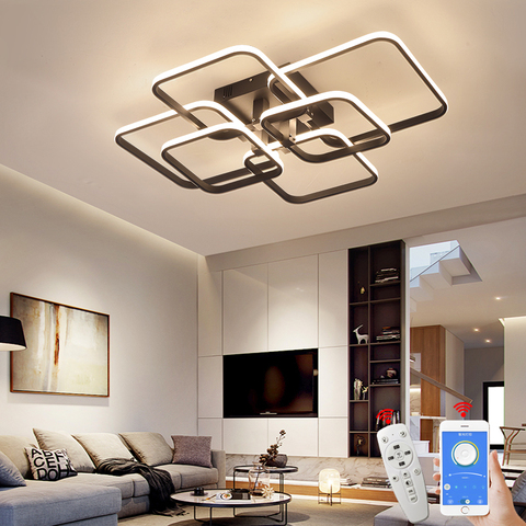 Square Circel Rings Chandelier For Living Room Bedroom Home AC85-265V Modern Led Ceiling Chandelier Lamp Fixtures Free Shipping ► Photo 1/6