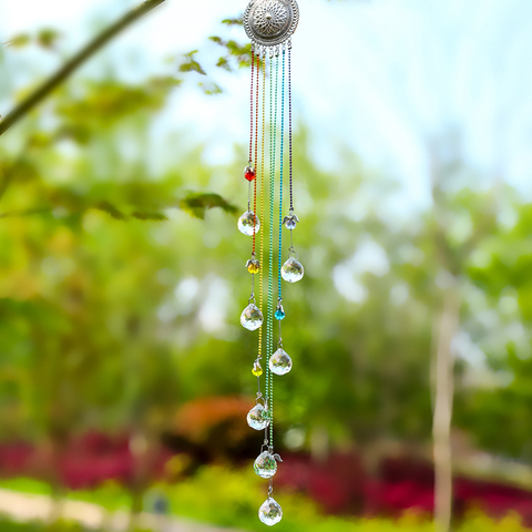 H&D Hanging Crystal Ball Prism Suncatcher Metal Lotus Decor Chakra Angel Pendant Fengshui Ornament Rainbow Maker Collection Gift ► Photo 1/6