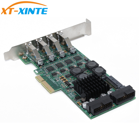 XT-XINTE PCI Express PCI-E to USB 3.0 Expansion Card Raiser 8 Ports USB 3.0 Controller Independent 4 Channel for Camera Server ► Photo 1/6