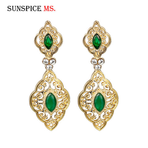 Sunspicems Gold Color Long Drop Dangle Earrings Turkish Brand Design India Ethnic Wedding Jewelry Arabic Traditional Bijoux Gift ► Photo 1/6