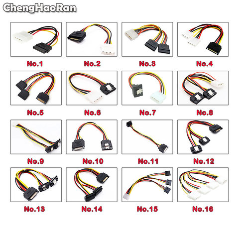 ChengHaoRan 6pin 8pin 4pin 15Pin SATA Male to 4Pin IDE Molex Female 15Pin Dual SATA Female Power Cable Computer Cable 6p to 8pin ► Photo 1/6