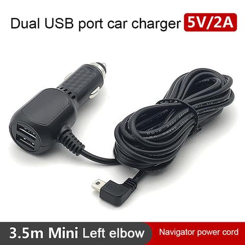 1PC 12V 4A Mini / Micro Cable Interface Dual USB Port Car Charger For Dash Cam DVR RF Charging With 3.5m Cable ► Photo 1/6