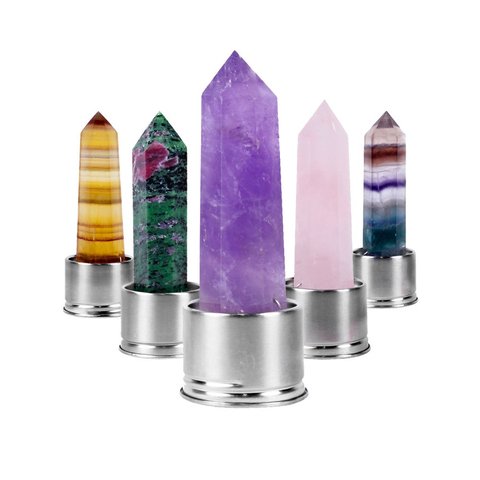 Natural Quartz Gemstone Glass Water Bottle Direct Drinking Glass Cup Crystal Stone Obelisk Healing Wand Glass Bottle Decoration ► Photo 1/6