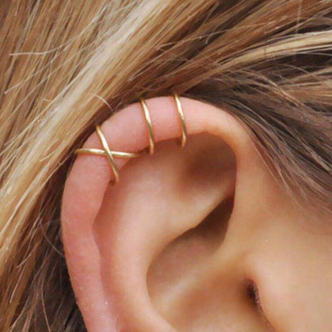 Modyle 5Pcs/Set 2022 fashion Ear Cuffs Gold Leaf Ear Cuff Clip Earrings for women Climbers No Piercing Fake Cartilage Earring ► Photo 1/6