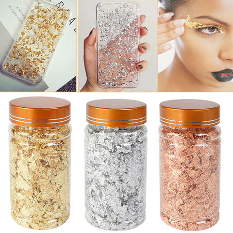 1 bottle Decorative Gold Leaf Flakes 3g Gold Silver Confetti DIY Nail Art Paiting Materials Decorating Foil Paper Party Supplies ► Photo 1/6