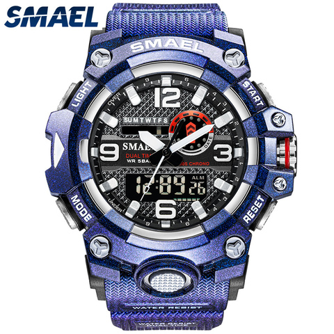 SMAEL Men Sport Watches Dual Time Digital Watch Quartz 50m Waterproof Watch Led Military Watch Sport 8035 Men Watches Wristwatch ► Photo 1/6