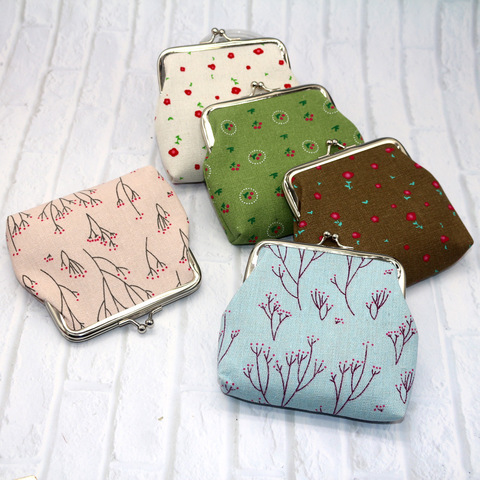 Printing Buckle Coin Purses Flower Cotton Fabric Zero Change Wallet Lady Card Holders Key Bag Purse Pendant Pouch ► Photo 1/6