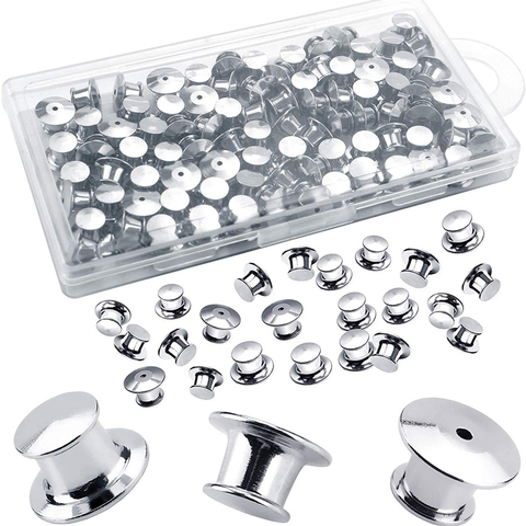 100 Pieces Metal Pin Backs Locking Backs with Storage Case ► Photo 1/4