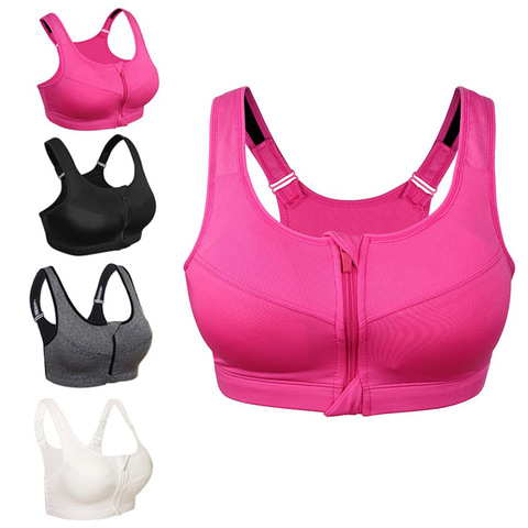 1PC 5XL Women Zipper Push Up Sports Bras Vest Underwear Shockproof Breathable Gym Fitness Athletic Running Sport Tops ► Photo 1/6