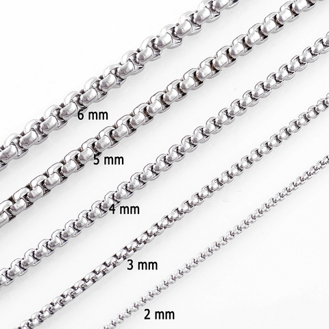 316L Stainless Steel Chain Necklace Mens Silver Tone High Quality Stainless Steel Link Chain Box Chain Wholesale ► Photo 1/3