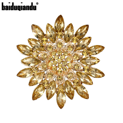 baiduqiandu Brand Classic Crystal Rhinestones Big Daisy Flower Brooches for Women Coat or Wedding Bouquets ► Photo 1/6