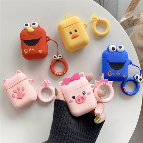 Cute Elmo Cookies Airpods Case Silicone Full Protective For iPhone Airpods Bluetooth Cover for i9 i12 TWS Air Pods Headphone Box ► Photo 1/6