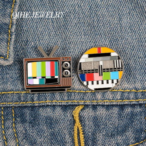 QIHE JEWELRY 'WARNING NO SIGNAL' TV Enamel Lapel Pins Can't Watch TV Fun Fashion Brooches Badges Gifts for Friend Pins Wholesale ► Photo 1/6