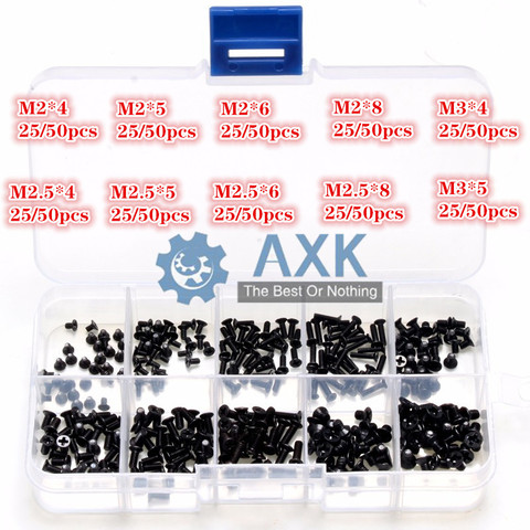 AXK 250Pcs/500Pcs M2 M2.5 M3 KM Screw Flat Head Phillips Screws  Laptop Notebook Screws Set Kit for computer small screw ► Photo 1/6