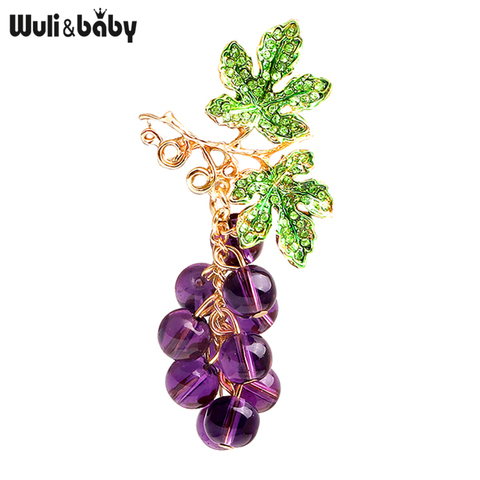 Wuli&baby Glass Beads Grape Brooches For Women Rhinesone Purple Grape Fruits Casual Office Brooch Pins Gifts ► Photo 1/5