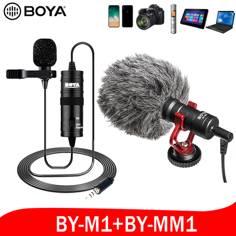 BOYA BY-MM1M1 Studio Mic Lavalier Mini Audio 3.5mm Collar Condenser Lapel for iphone Canon Nikon DSLR Camera Camcorders Recorder ► Photo 1/6