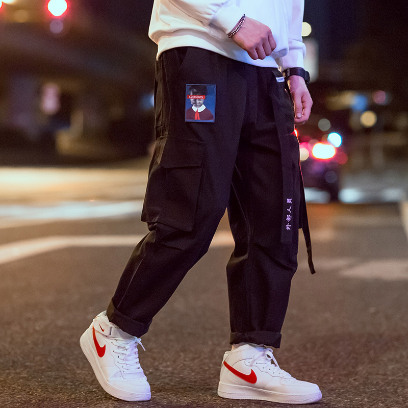 Men Baggy Cargo Pants Overalls Mens Japanese Streetwear Hip Hop Pants Vintage Casual Pockets Sweatpants