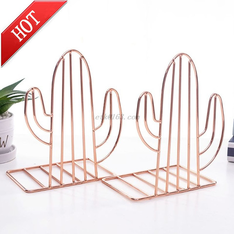 2PCS/Pair Creative Cactus Shaped Metal Bookends Book Support Stand Desk Organizer Storage Holder Shelf ► Photo 1/6