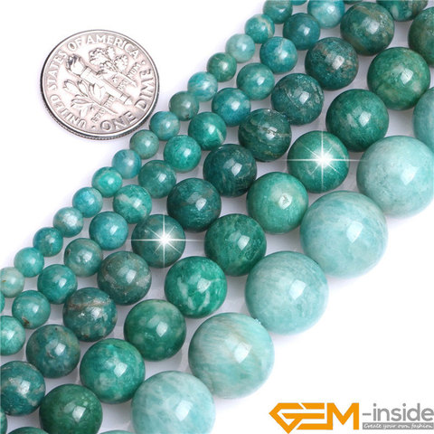 Natural Gem Stones 6mm 8mm 10mm Russian Amazonite Round Stone Loose Beads For Jewelry Making Strand 15