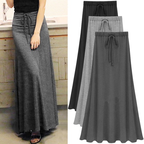 Womens Elastic Waist Plus Size A-line Skirts Hip Slim Long Loose Sheds Split Skirts Large Size Knitted Skirts OLV1080 ► Photo 1/6