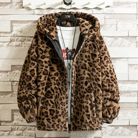 Autumn Bomber Jacket Men Leopard Printed Soft Outerwear Street Fashion Causal Hooded Windbreaker Pliot Zipper Coat Male Clothing ► Photo 1/6