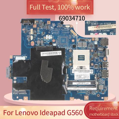 NIWE2 LA-5752P For Lenovo Ideapad G560 Z560 HM55 Laptop Motherboard 11S69034710ZZ Notebook Mainboard ► Photo 1/6