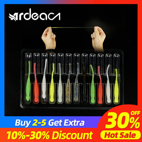 Ardea Soft Lures12pcs Bait set Silicone Worm Wobblers Bait Swimbait Artificial jigging tail Carp bass Baitfishing Fishing Tackle ► Photo 1/6