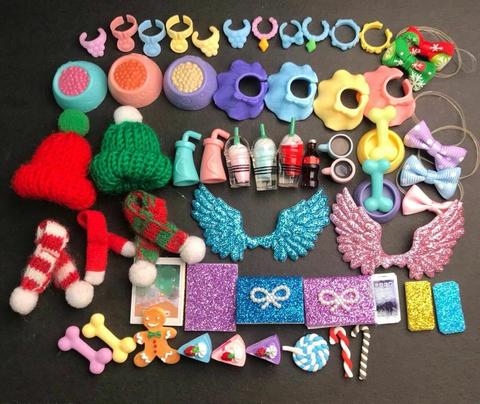 Pet Shop Pet Shop Accessories  Lot Collars Drink Wings Bowl Phone Skirt Bone Bows For Pet Shorthair Cat, Collie, Great Dane ► Photo 1/6