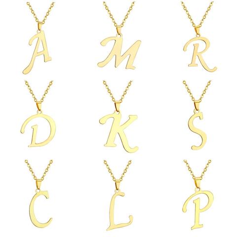 ASONSTEEL 26 Letter Necklaces Stainless Steel Gold/Silver Color Choker Initial Pendant Necklace Women Alphabet Chains Jewelry ► Photo 1/6