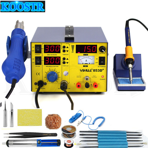 YIHUA 853D+ 3A High Power Digital Display Solder Heat Gun Temperature Adjustable BGA Rework Station + Soldering Iron ► Photo 1/1