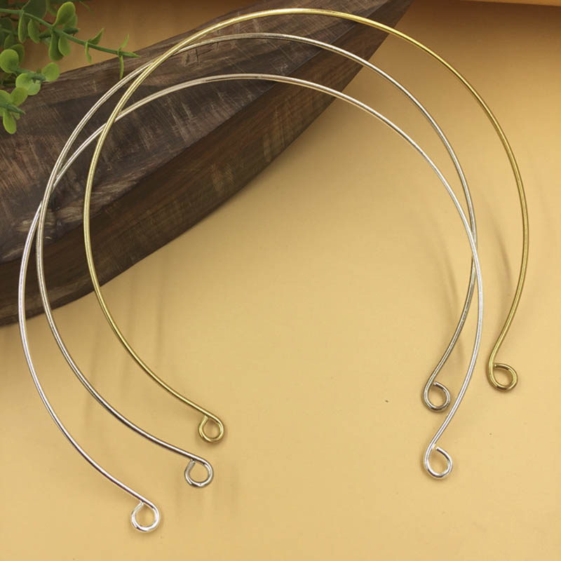 5pc Metal Wire Circle Adjustable Headband Bezel with Clasp Ring