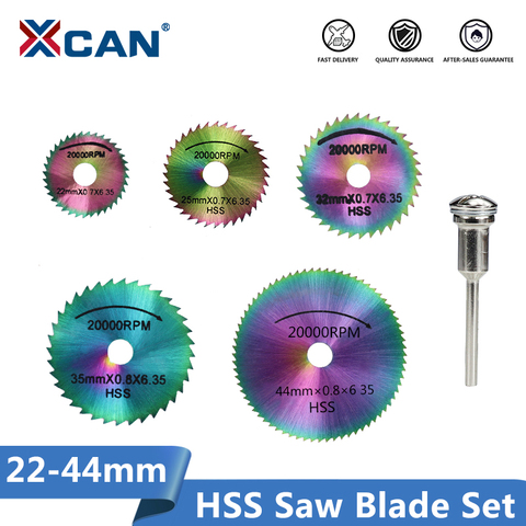 XCAN HSS Saw Blade Set 22/25/32/35/44mm With 3mm Shank  Mandrel Rotary Tools Wood Saw Disc Mini Cicular Cutting Disc ► Photo 1/6