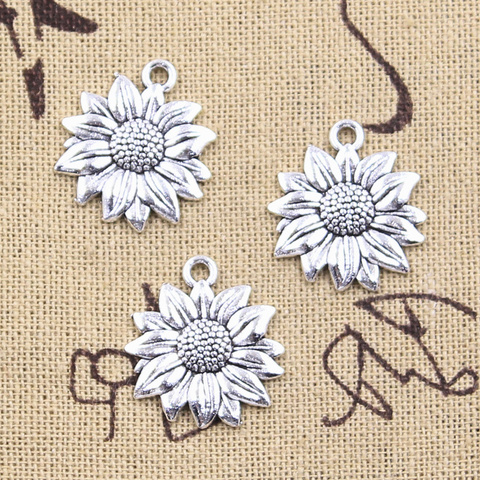 12pcs Charms sunflower flower 21x19mm Antique Silver Color Pendants Making DIY Handmade Tibetan Finding Jewelry ► Photo 1/2